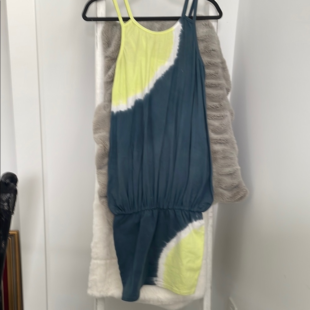 Blue and Yellow Tie-Dye Dress